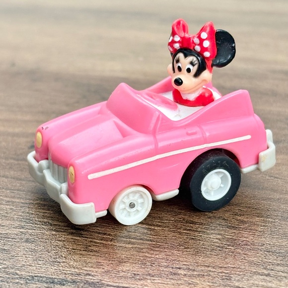 VINTAGE McDonald's Happy Toy Disney MINNIE MOUSE PULL BACK CAR Pink 1988 WORKS - Picture 1 of 7